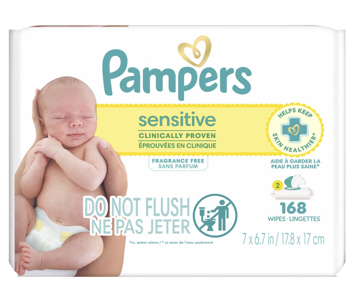 Pampers Sensitive Baby Wipes, 7x6.7 in (168 ct)