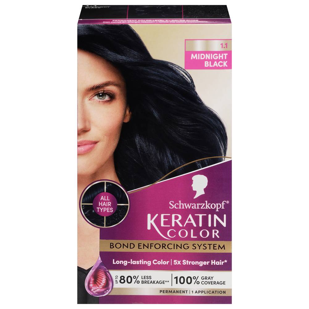 Keratin Color Intense Caring Color Midnight Black 1.1 Permanent