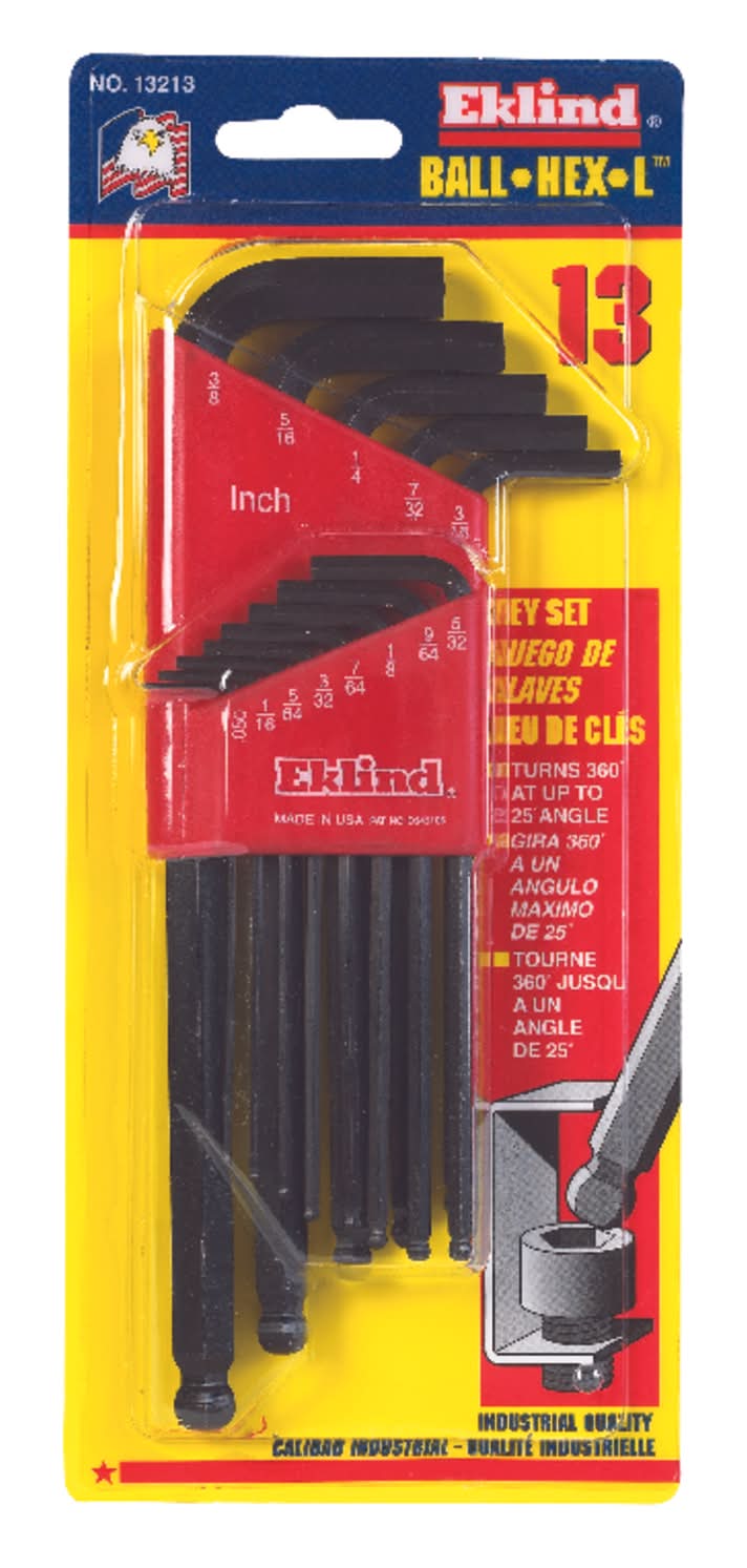 Eklind Ball-Hex-L Sae Long Arm Ball End Hex L-Key Set 13 Pc