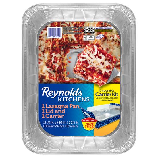Reynolds Kitchens Disposable Lasagna Pan Lid Carrier Kit