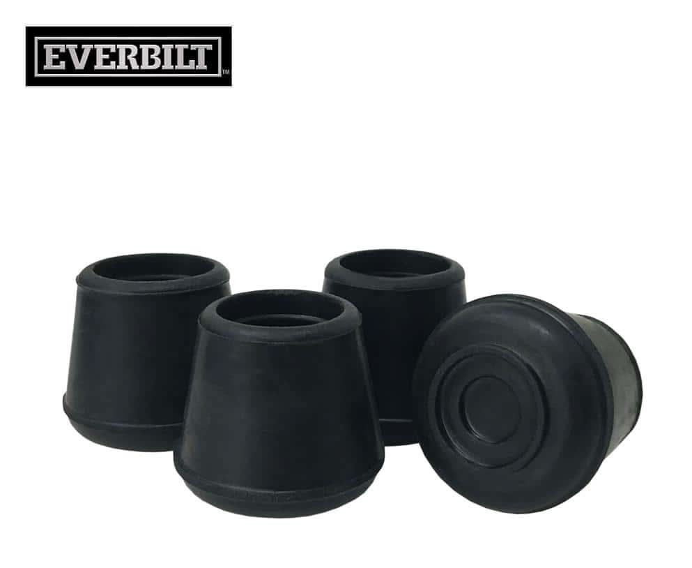 Everbilt 3/4 In. Black Rubber Leg Caps For Table, Chair And Furniture Leg Floor Protectors (4-Pack)