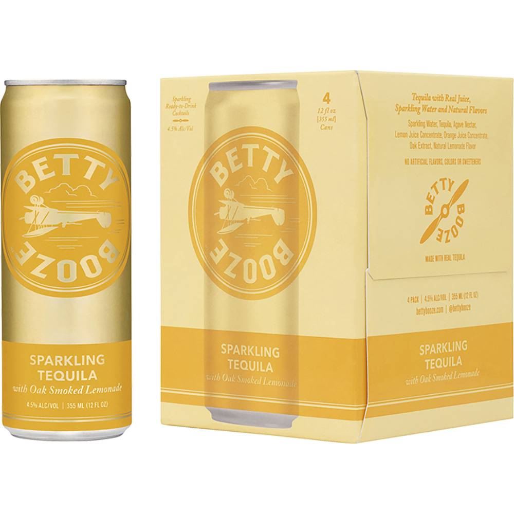 Betty Booze Sparkling Tequila (4 ct, 12 fl oz) (smoked lemonade)