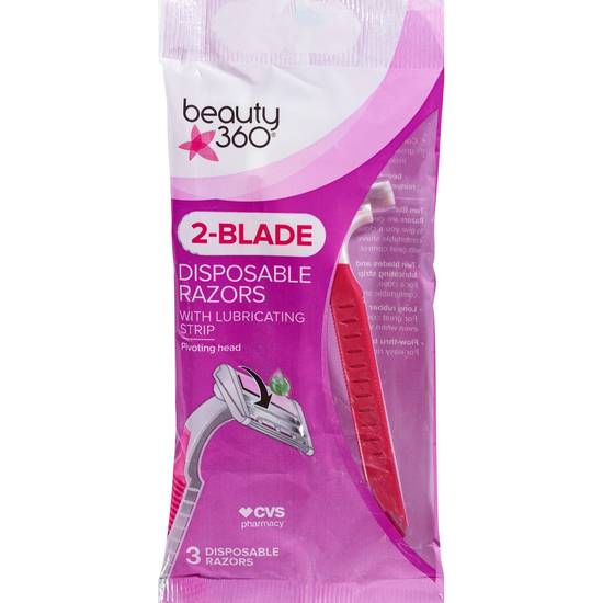 Beauty 360 2-Blade Disposable Razors, 3CT