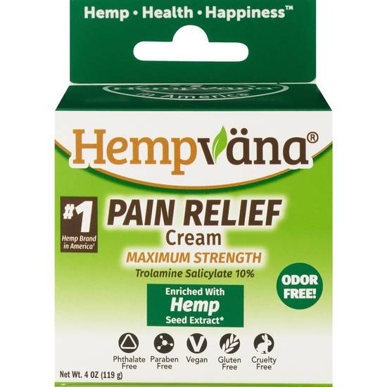 Hempvana Pain Relief Cream, Maximum Strength, 4 OZ