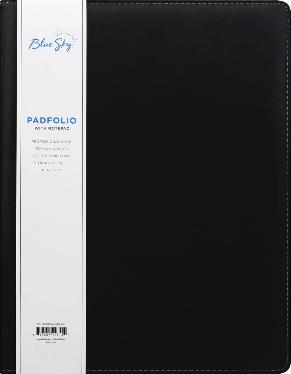 Blue Sky Black Padfolio With Notepad (1.12 lbs)