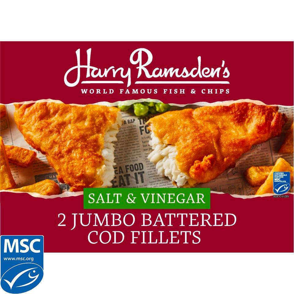 Harry Ramsden’s  Salt and Vinegar Jumbo Cod Fillets  400g
