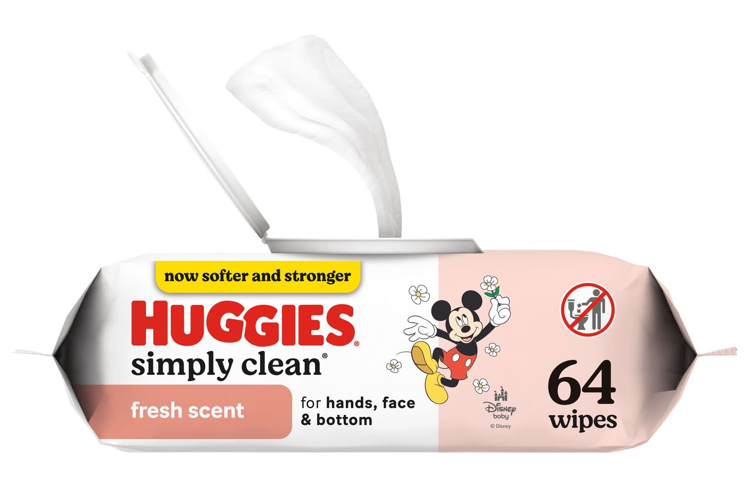 Huggies Simply Clean Baby Wipes Flip Top pack, Fresh (64 ct)