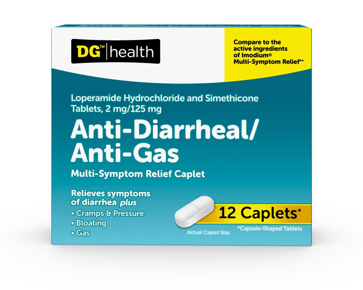 DG Health Loperamide Hydrochloride and Simethicone Tablets 2/125 mg (12 ct)