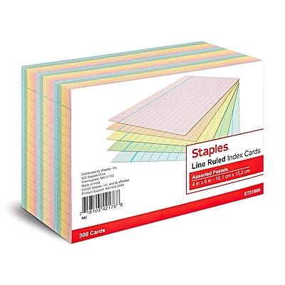 Staples Lined Index Cards (4 x 6 in/assorted)