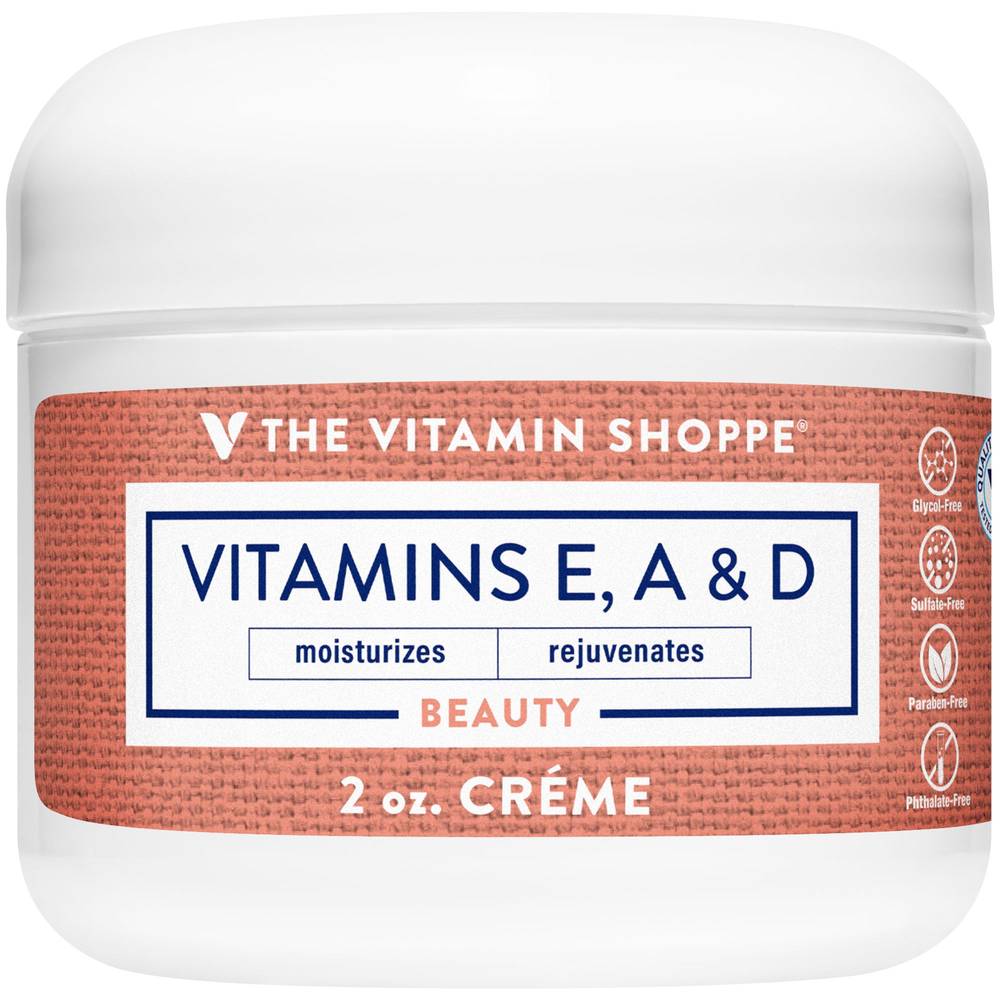 Vitamin E, A & D Beauty Creme - Moisturizing & Rejuvenating Facial Cream (2 Oz.)