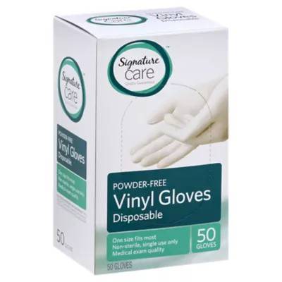 Signature Care Powder-Free Vinyl Disposable One Size Gloves