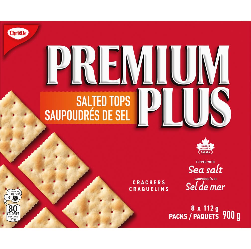 Premium Plus Crackers, Salted Tops (8 x 112 g)