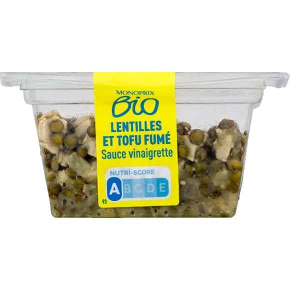 Monoprix Bio Lentilles Et Tofu Fumé Sauce Vinaigrette Bio La Barquette De 200 G