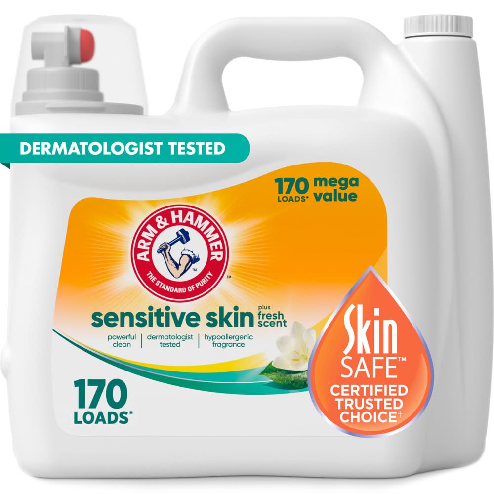 Arm & Hammer Sensitive Skin Plus Liquid Laundry Detergent, Fresh (170 fl oz)