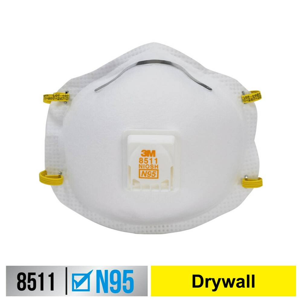 3M 10-Pack White Disposable N95 Sanding and Fiberglass Disposable Respirator | 8511DB1-A-PS