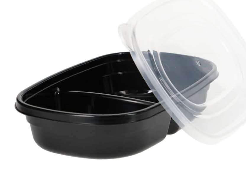 Surefresh Plastic Food Portion Storage Container, Black (2 ct)