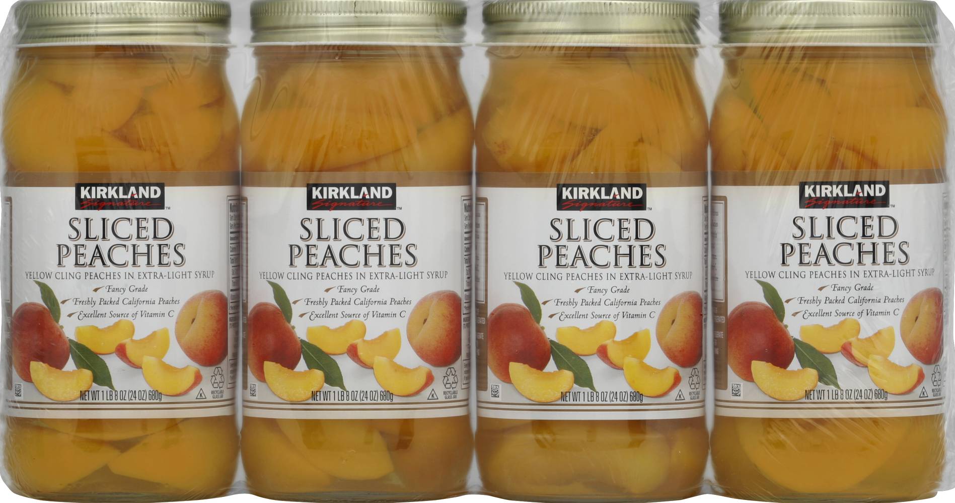 Kirkland Signature Sliced Peaches (24 oz, 4 ct)