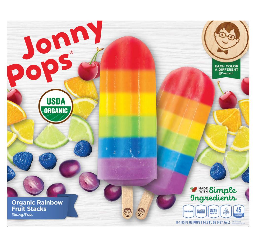 JonnyPops Organic Rainbow Ice Pops, Assorted (14.8 fl oz)