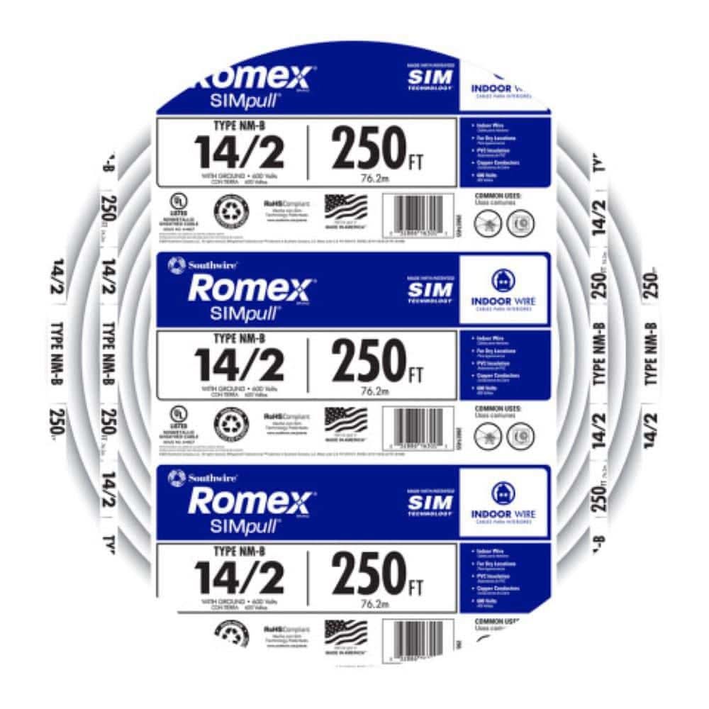 Southwire 250 Ft. 14/2 Romex Simpull Solid Nm-B W/G Wire