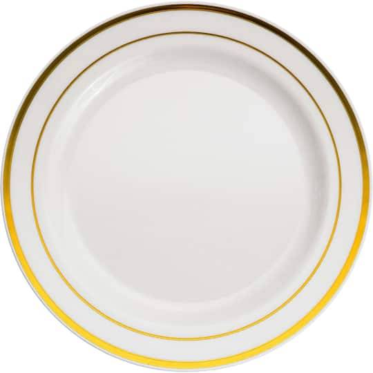 7.5" Round Lunch Plates With Gold Trim By Celebrate It, 10Ct.