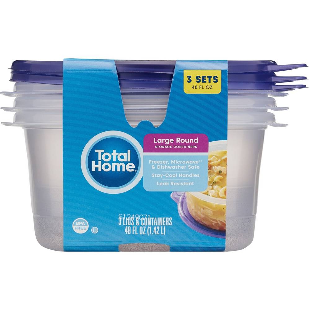 Total Home Big Bowl Storage Containers, 3 Ct