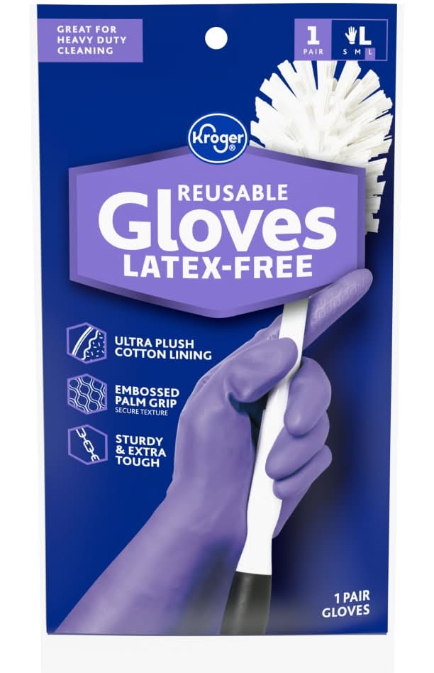 Kroger Latex-Free Reusable Gloves, L, Purple