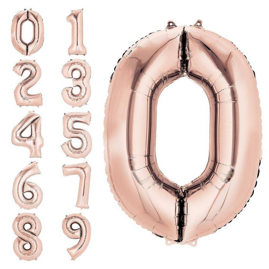 Party City Uninflated Rose Gold Number Balloon ( 34"/rose and gold)