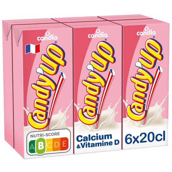 Candia - Candy'up fraise boisson lactée stérilisée enrichie en vitamine d, 6 boîtes