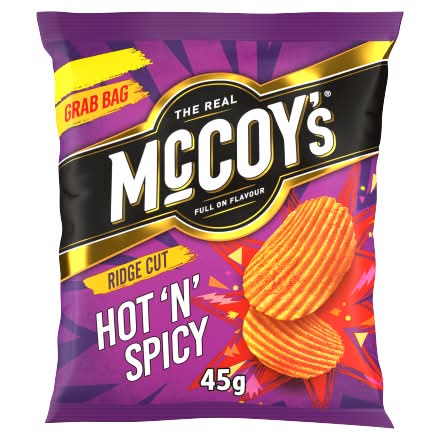 McCoy's Hot N Spicy, Grab Bag Crisps Potato Chips (45g)