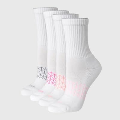 Hanes Absolute Active Crew Socks, Women, 5-9, White (4 ct)