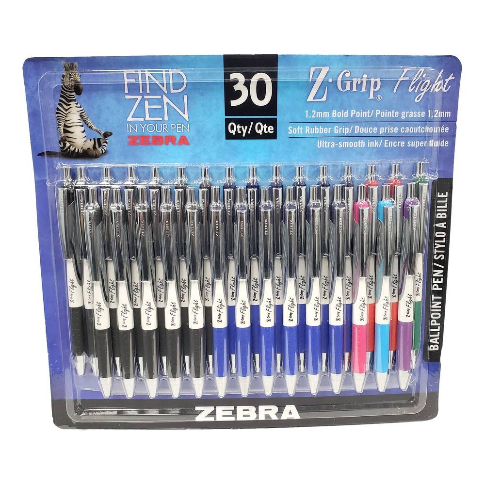 Zebra Stylos à Bille Z-grip Flight (30 unités) -  Z-grip Flight Ballpoint Pen (30 units) (Multicouleurs / Multicolor)