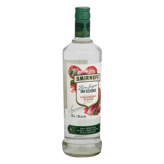 Smirnoff Zero Sugar Infusions Strawberry & Rose Vodka (750 ml)
