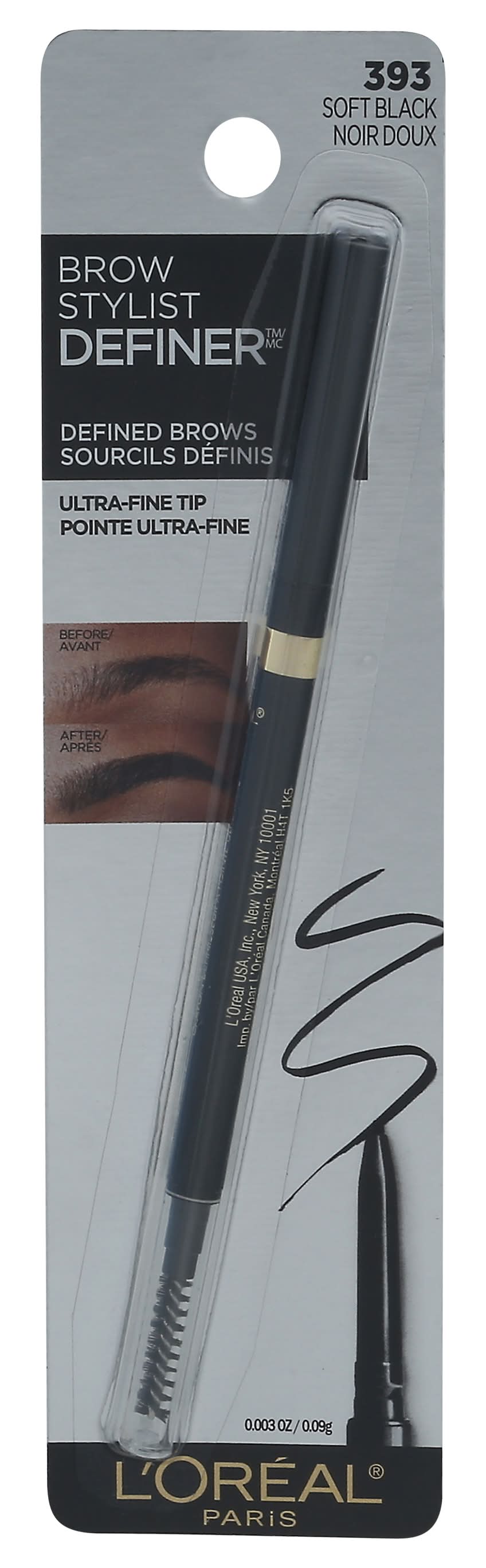 L'Oréal Paris Brow Stylist Definer, Soft Black (0.03 oz)