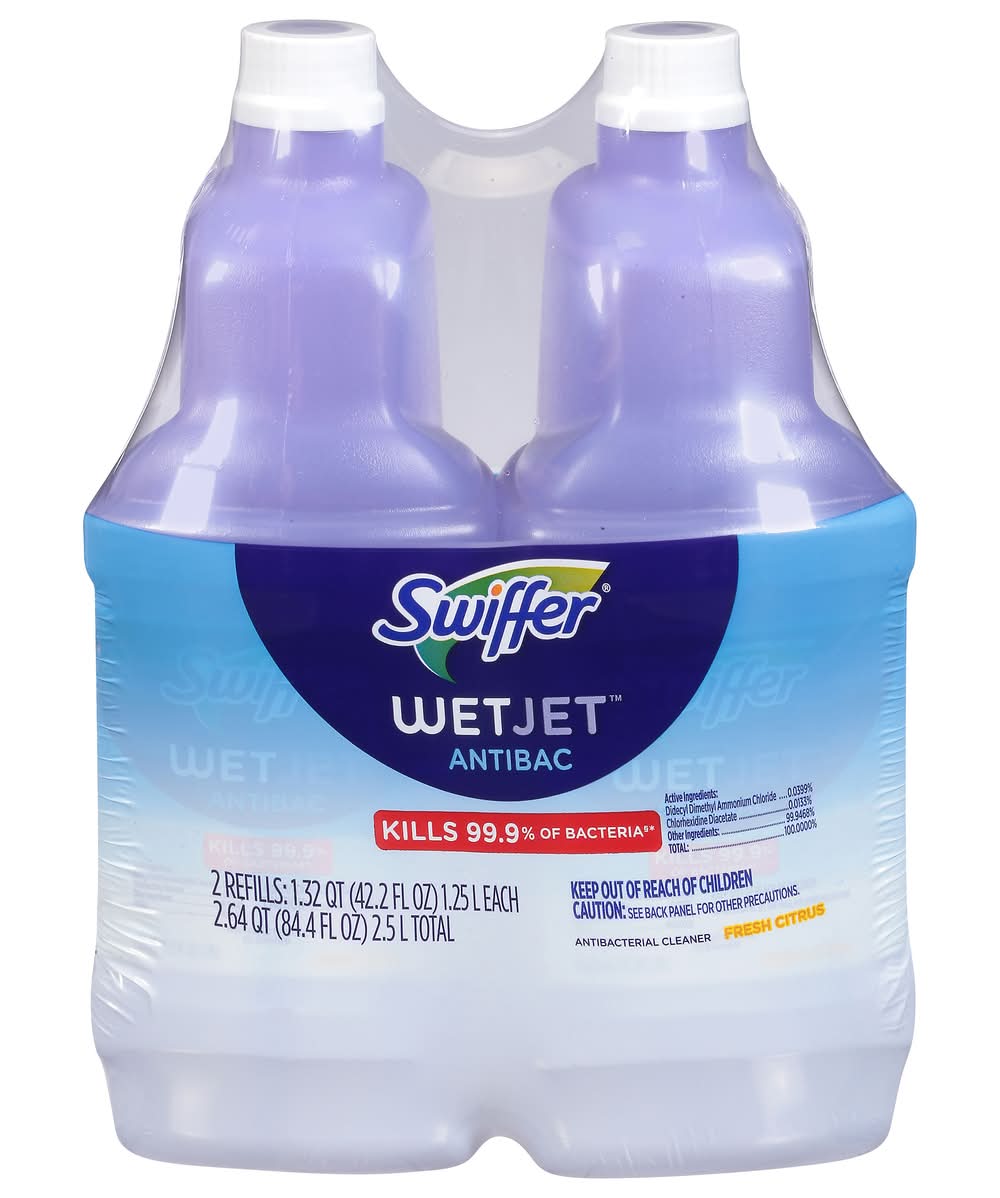 Swiffer Wetjet Antibacterial Solution Refill For Floor Mopping and Cleaning (2 x 42.2 fl oz)
