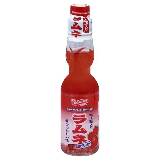 Shirakiku Strawberry Carbonated Ramune Drink (6.76 fl oz)