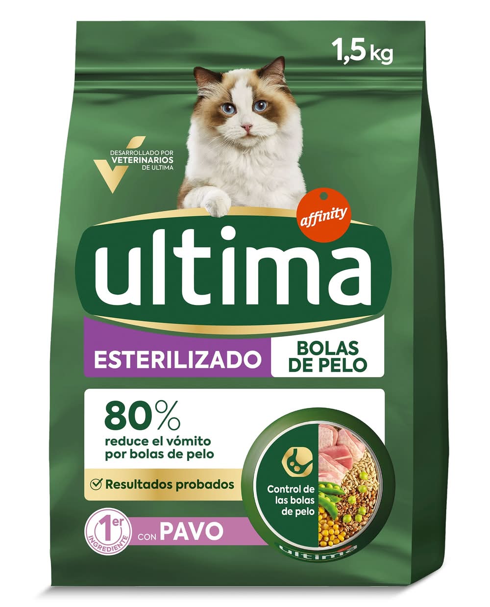 Alimento Para Gatos Esterilizados Anti Bolas De Pelo Con Pavo Ultima Bolsa 1.5 Kg