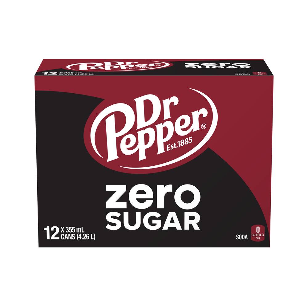 Dr. Pepper Zero Sugar Soda (12 x 355 ml)