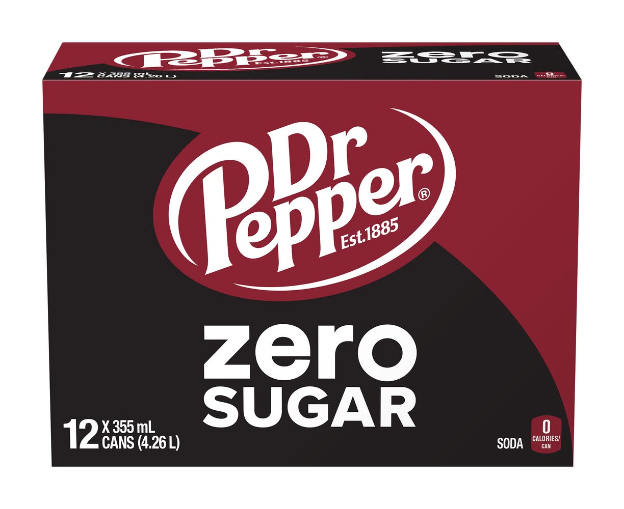 Dr Pepper Zero Sugar Soda (12 x 355 ml)