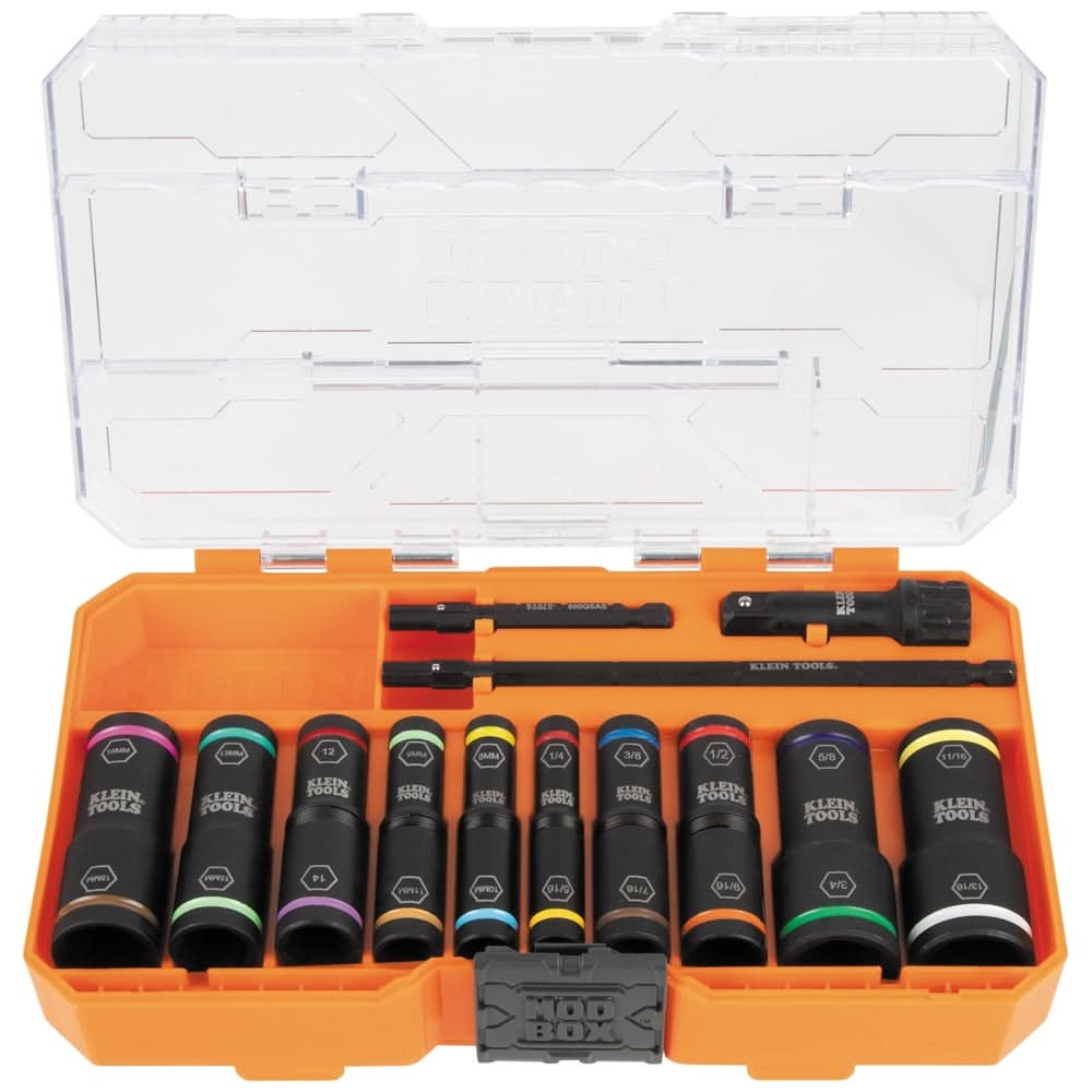 Klein Tools KNECT Flip-20 Impact Socket Set, SAE and Metric, 13-Piece