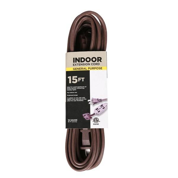 Meijer 3 Outlet Cord, Brown, 15 ft