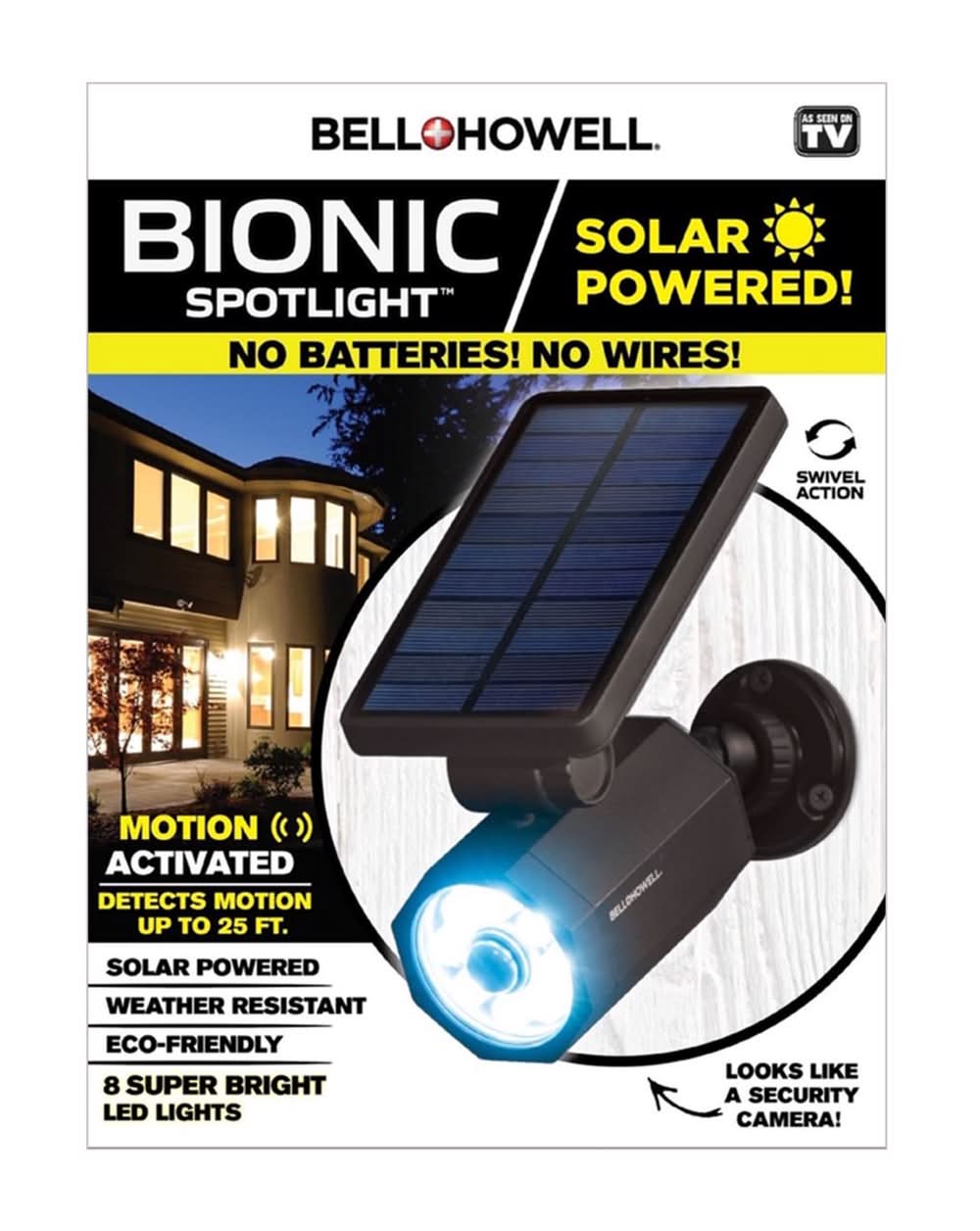 Bell & Howell Bionic Motion-Sensing Solar Powered Led Black Spotlight