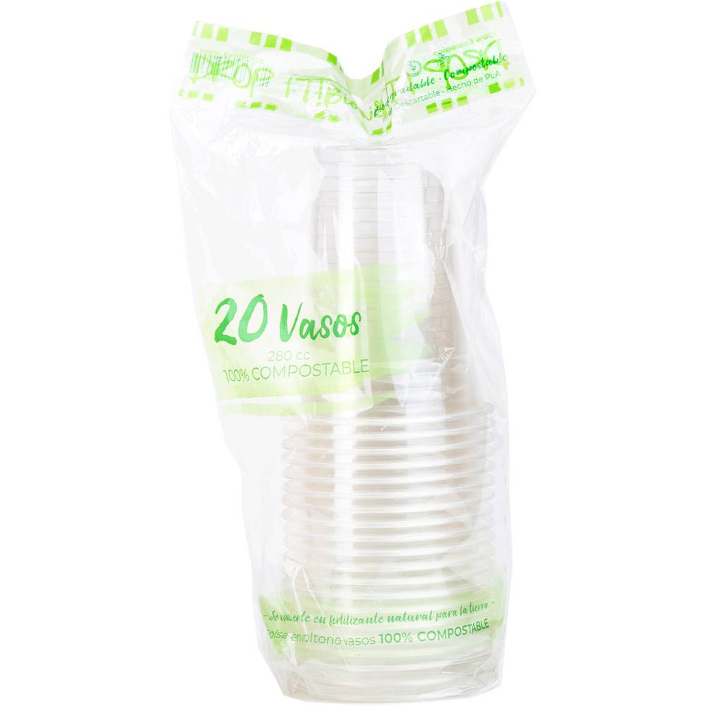 Drop it ! vasos transparentes compostables (20 un)