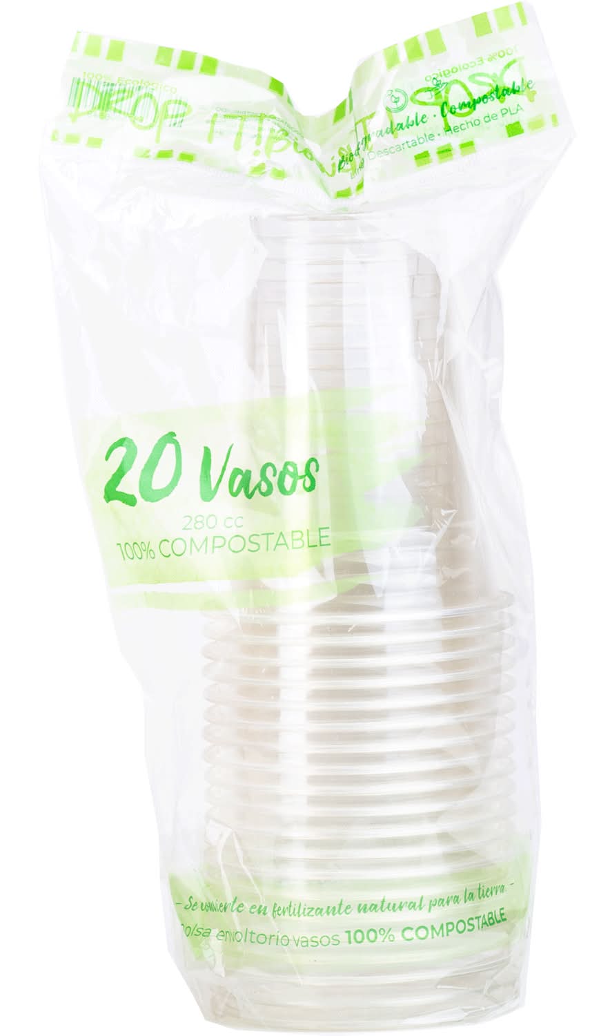 Drop It! · Vasos compostables - Transparentes (20 un)