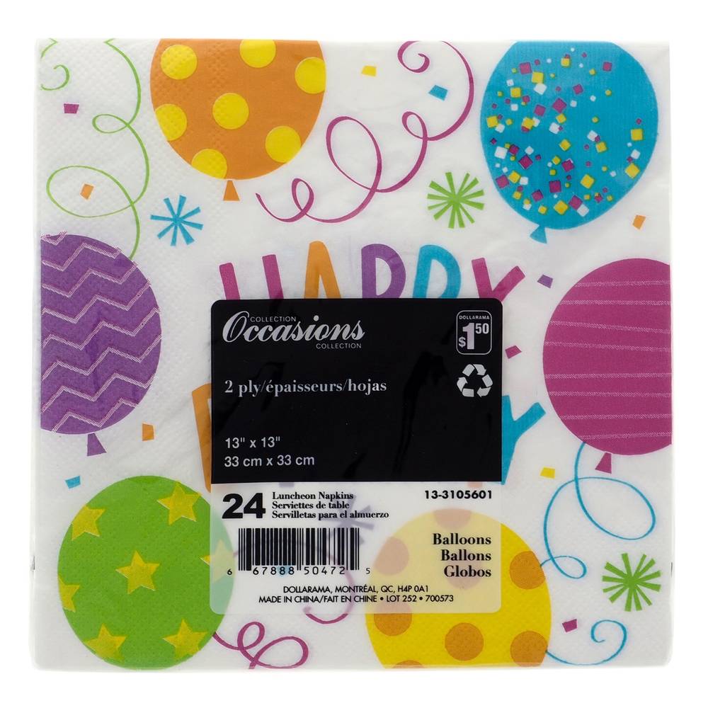 Occasions Happy Birthday Luncheon Napkins, 13" x 13" (24 ct)
