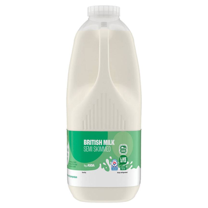 Asda British Milk Semi Skimmed 6 Pints/3408ml