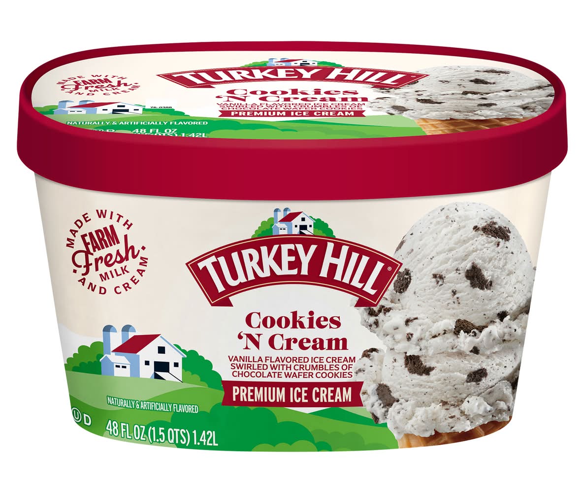 Turkey Hill Premium Cookies 'N Cream Ice Cream (48 fl oz)