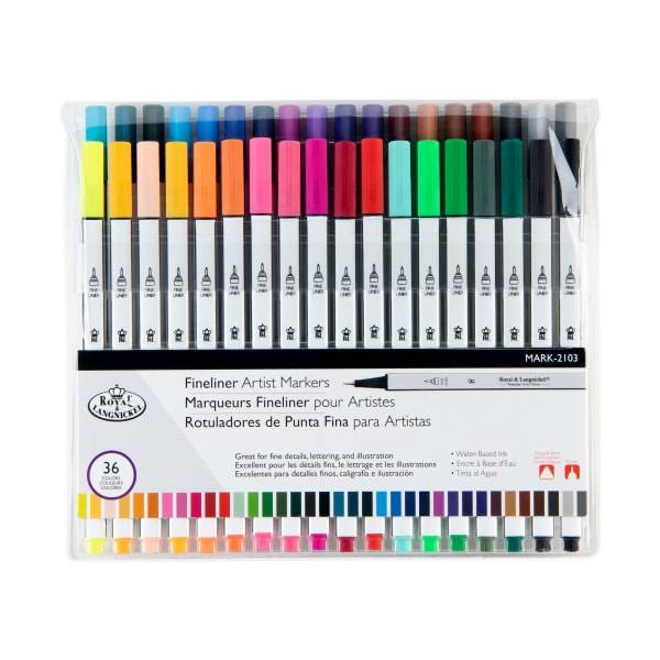 Royal & Langnickel Fineliner Artist Markers, Assorted Colors (36pc)