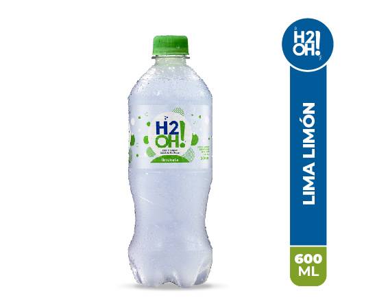 Agua Gasificada H2Oh Lima Limón Botella 600 ml