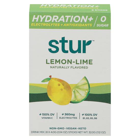 Stur Hydration+ Lemon-Lime Drink Mix (8 ct)