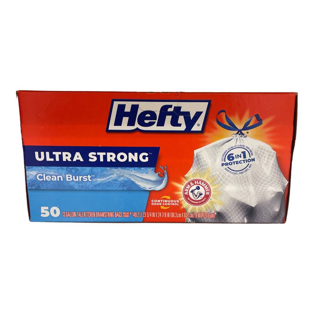 Hefty Ultra Strong Clean Burst Tall Kitchen Drawstring Trash Bags (50 ct)